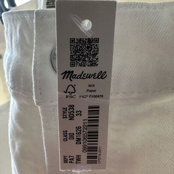Madewell The Perfect Vintage Wide Leg Crop Tile White Size 33 - Picture 9 of 9